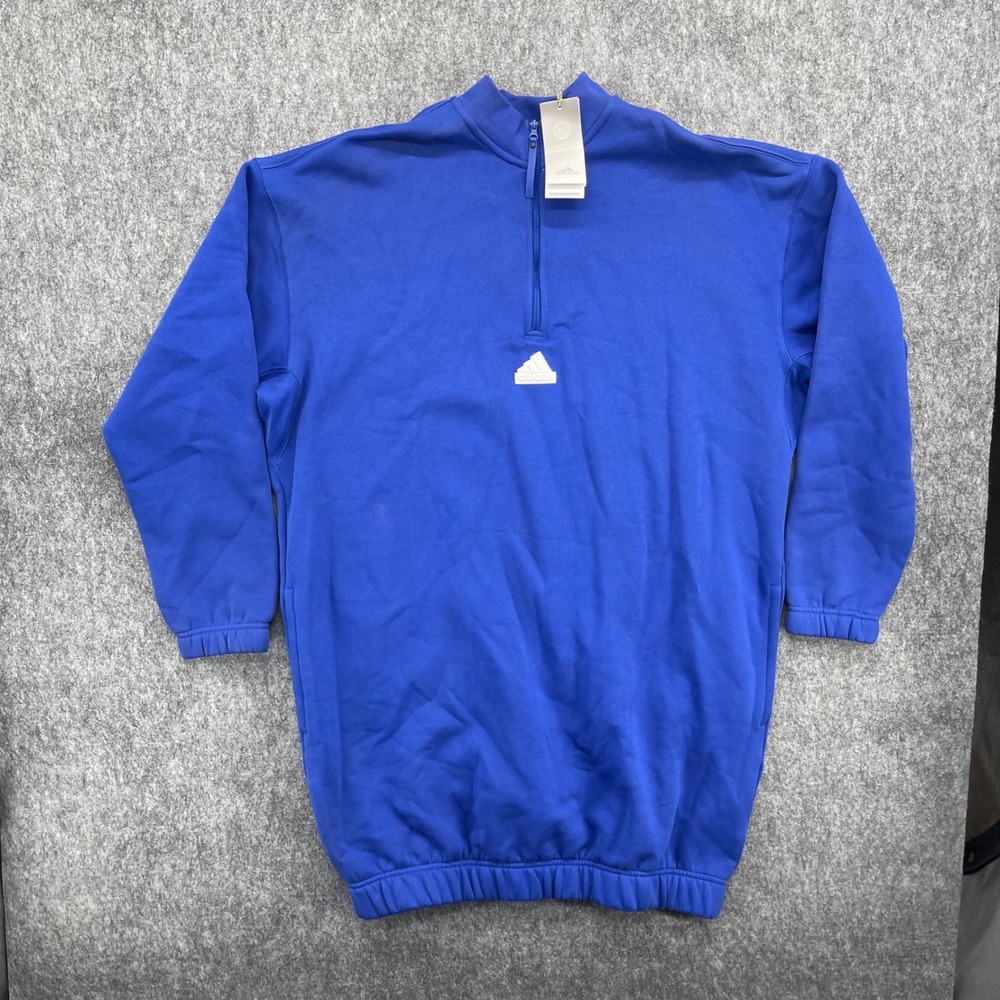 Adidas Sweater Dress Womens Large Royal Blue Quarter Zip Pullover NEW
